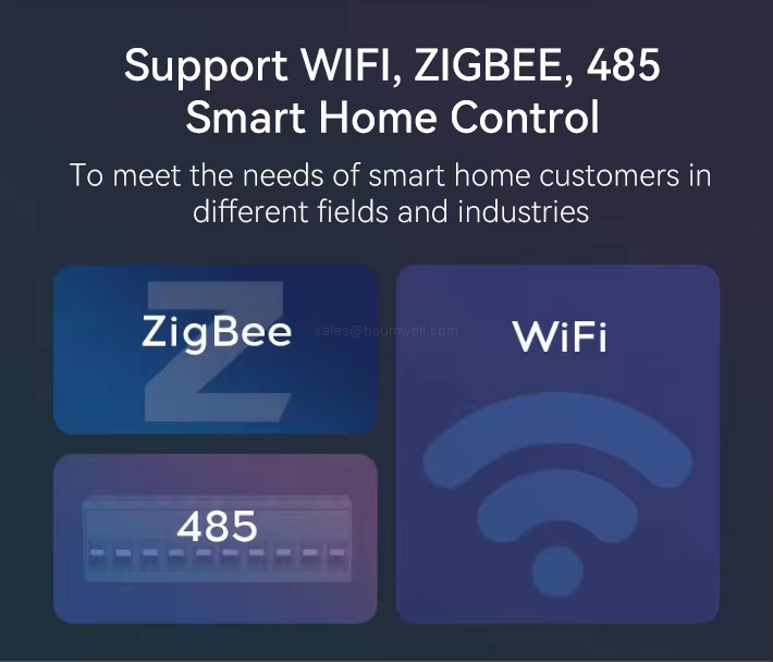 Support WIFl, ZIGBEE, 485 Smart Home Control Support WIFl, ZIGBEE, 485 Smart Home Control