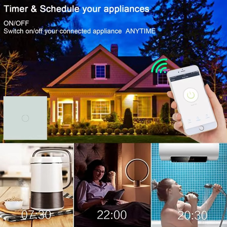 Timer & Schedule your appliances ON/OFF Switch on/off your connected appliance ANYTIME Timer & Schedule your appliances ON/OFF Switch on/off your connected appliance ANYTIME