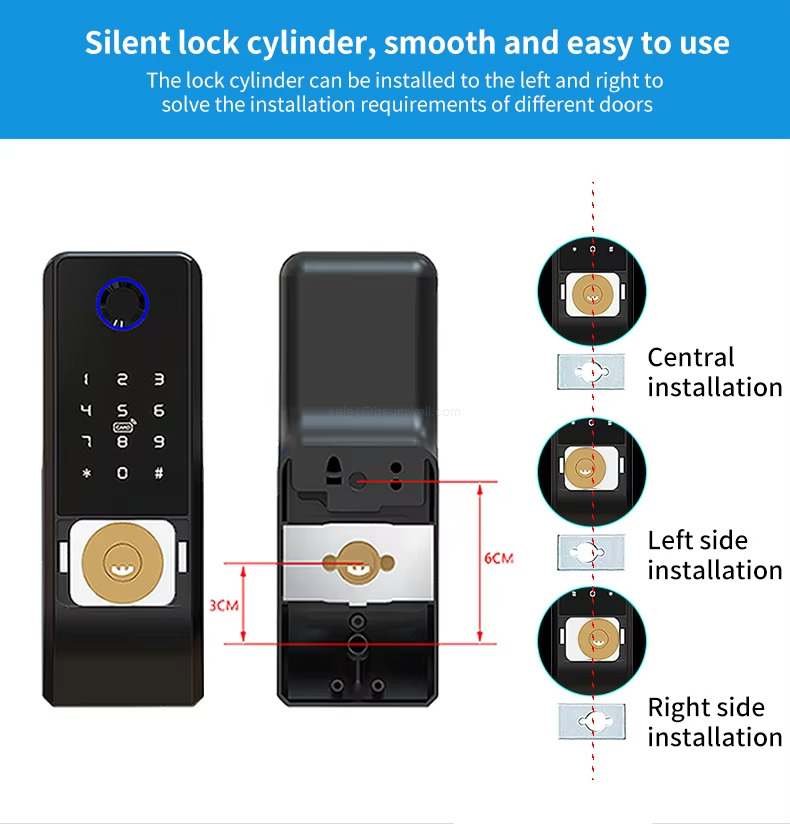 Silent lock cylinder, smooth and easy to use The lock cylinder can be installed to the left and right to solve the installation requirements of different doors Silent lock cylinder, smooth and easy to use The lock cylinder can be installed to the left and right to solve the installation requirements of different doors