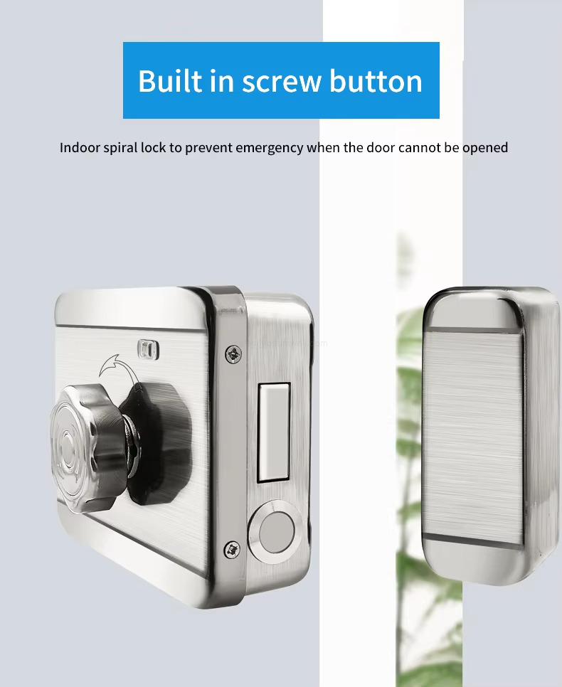 Built in screw button Indoor spiral lock to prevent emergency when the door cannot be opened Built in screw button Indoor spiral lock to prevent emergency when the door cannot be opened