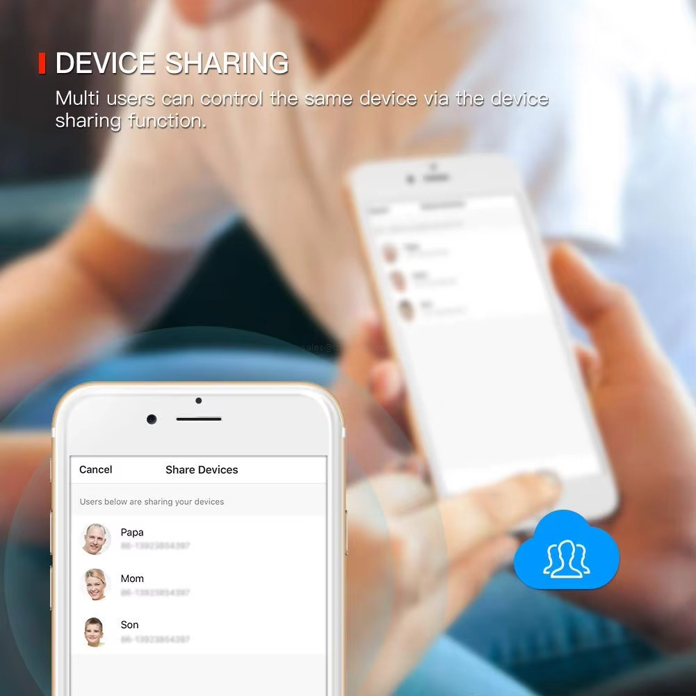 DEVICE SHARING Multi users can control the same device via the device sharing function. DEVICE SHARING Multi users can control the same device via the devicesharing function.