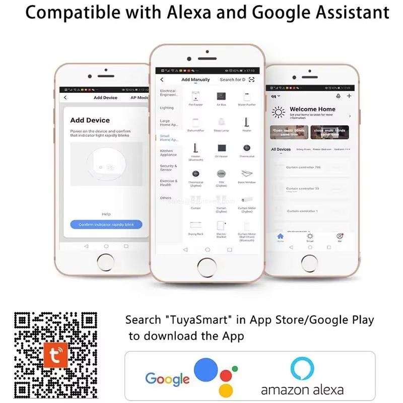Compatible with Alexa and Google Assistant Compatible with Alexa and Google Assistant