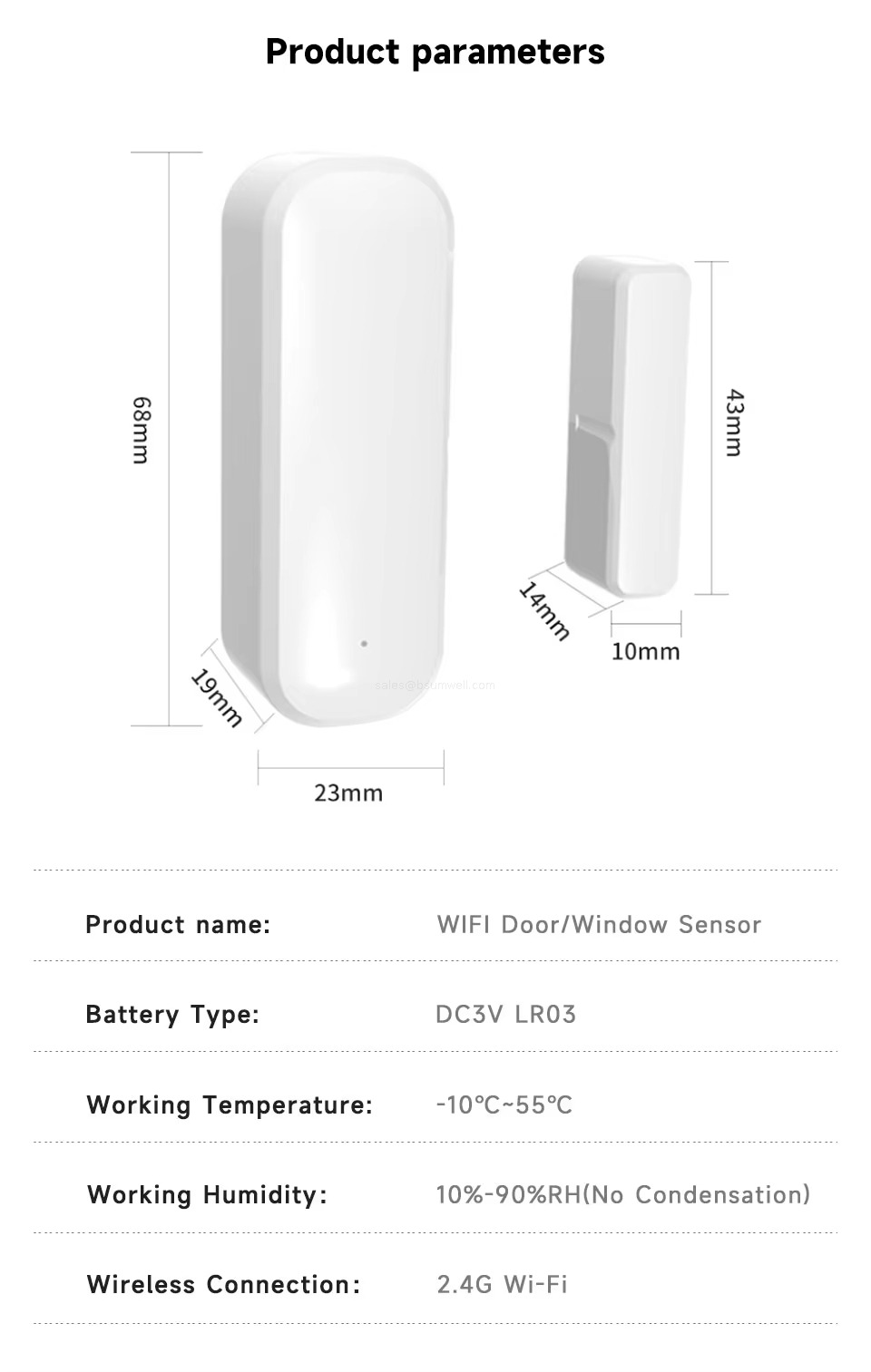 Product parameters Product parameters