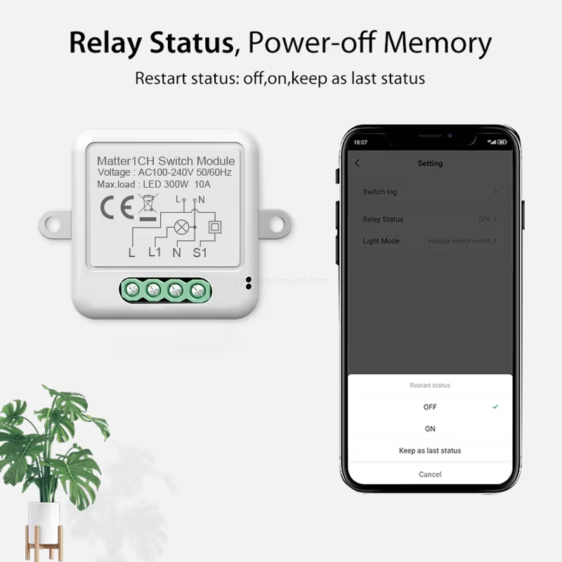 Relay Status, Power-off Memory: Restart status: off,on, keep as last status Relay Status, Power-off Memory: Restart status: off,on, keep as last status