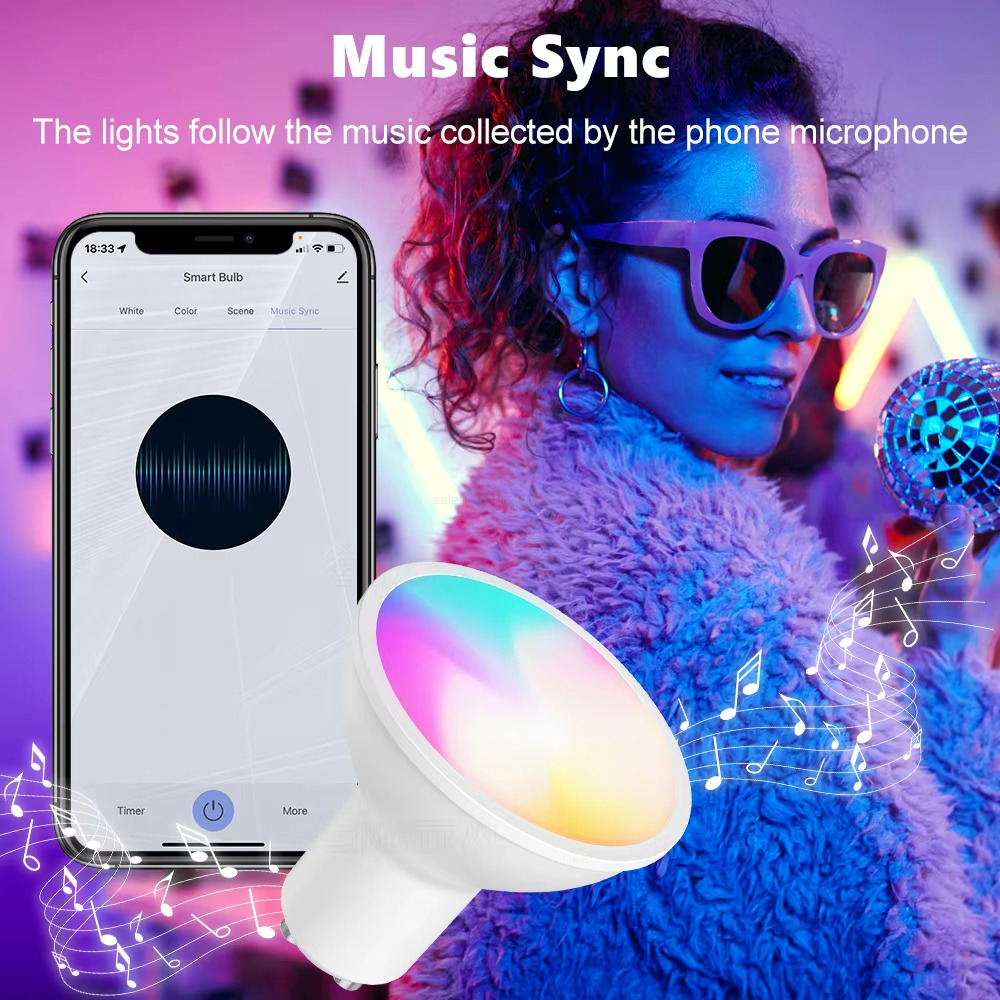 The lights follow the music collected by the phone microphone The lights follow the music collected by the phone microphone