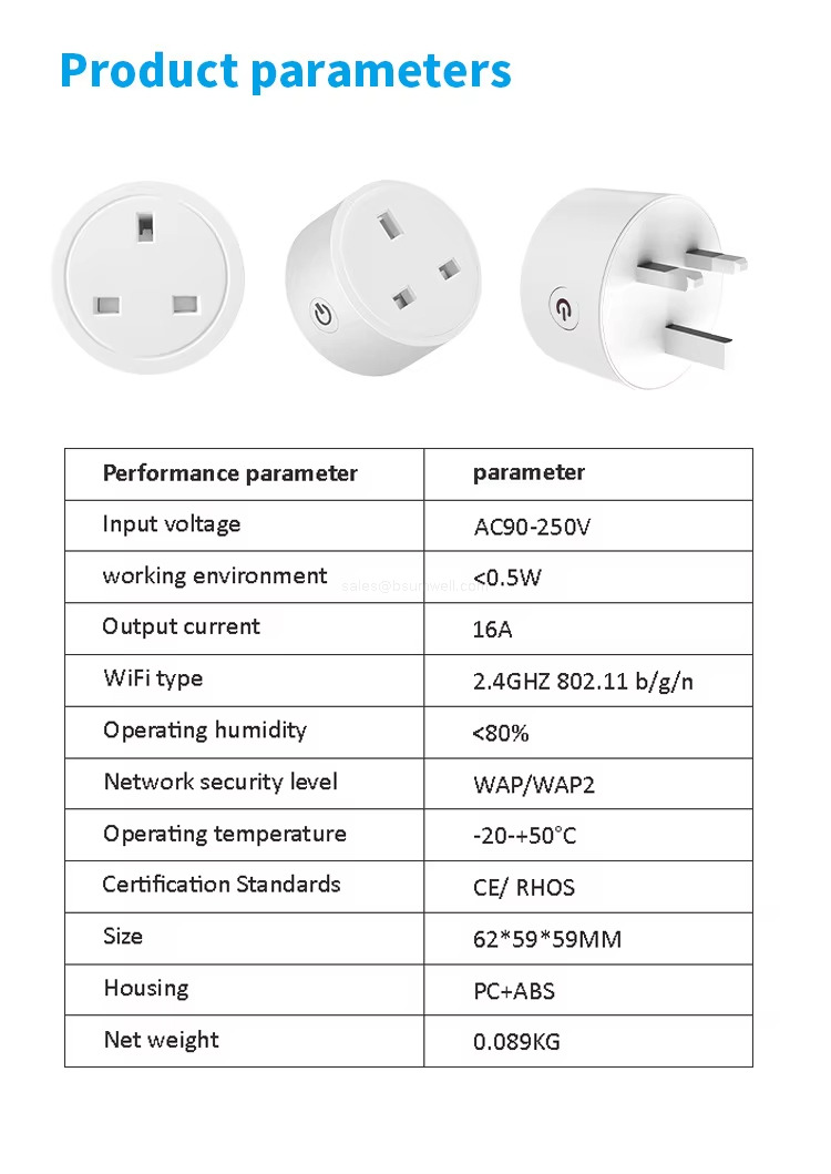 Product parameters Product parameters