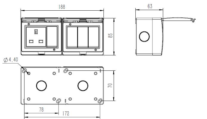 PS-S4S 4Gang Switch 1Gang Socket...