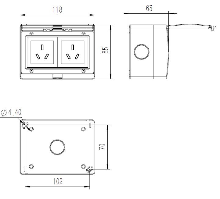 PS-2TS 2 Gang Socket..