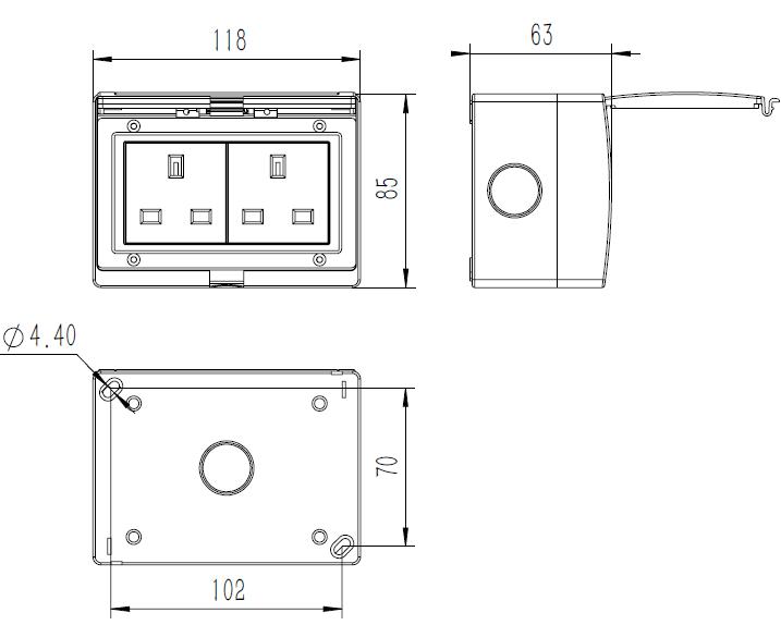 PS-2S 2 Gang Socket..