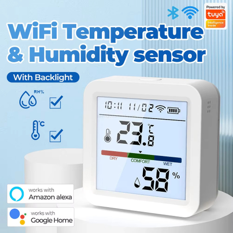 Tuya WiFi Temperature Humidity Sensor Thermometer Hygrometer Smart Home Automation Alexa & Google Compatible