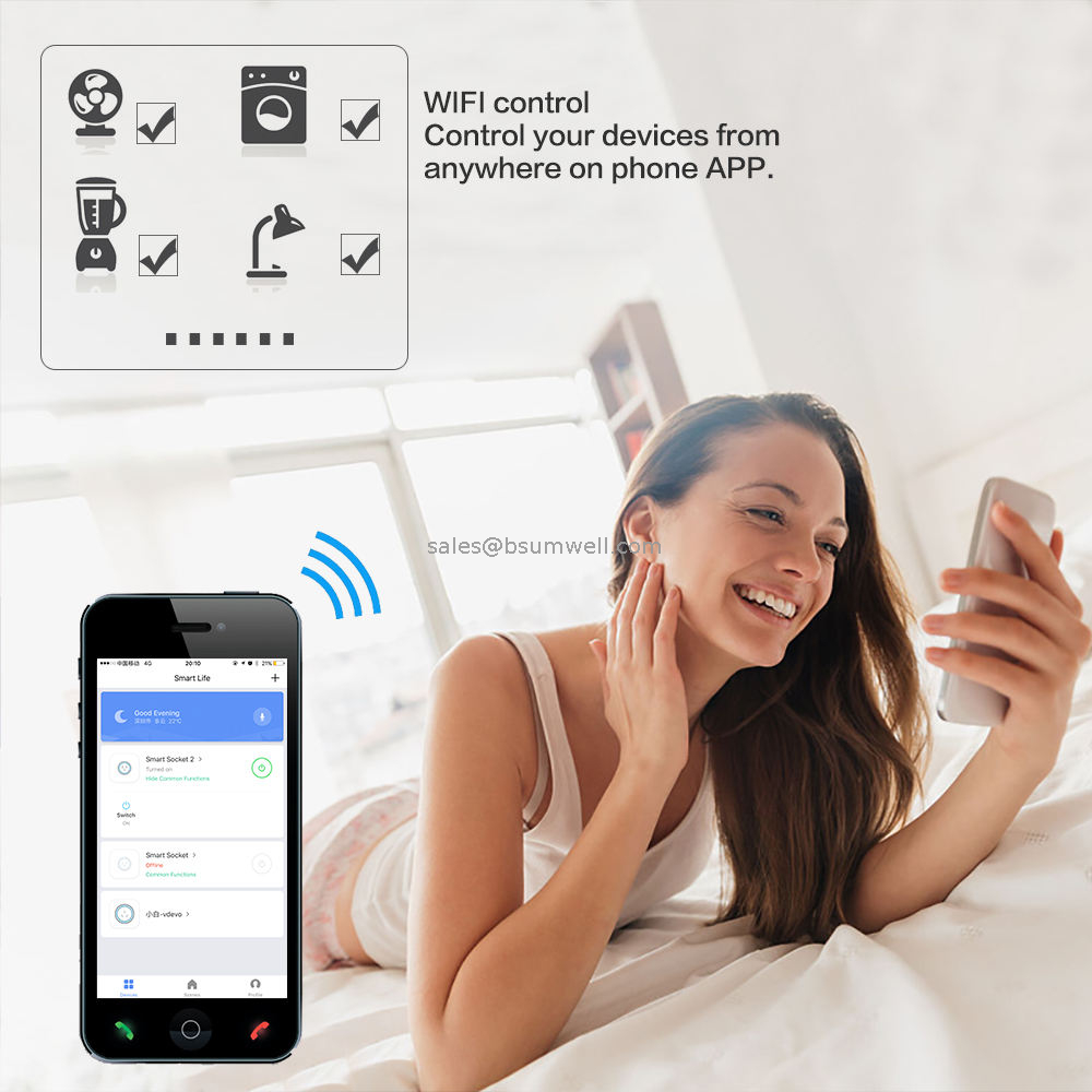 Tuya 16A 220V Wireless Smart Power Plug Energy Monitor Alexa Voice Control US Mini WiFi Smart Plug Socket