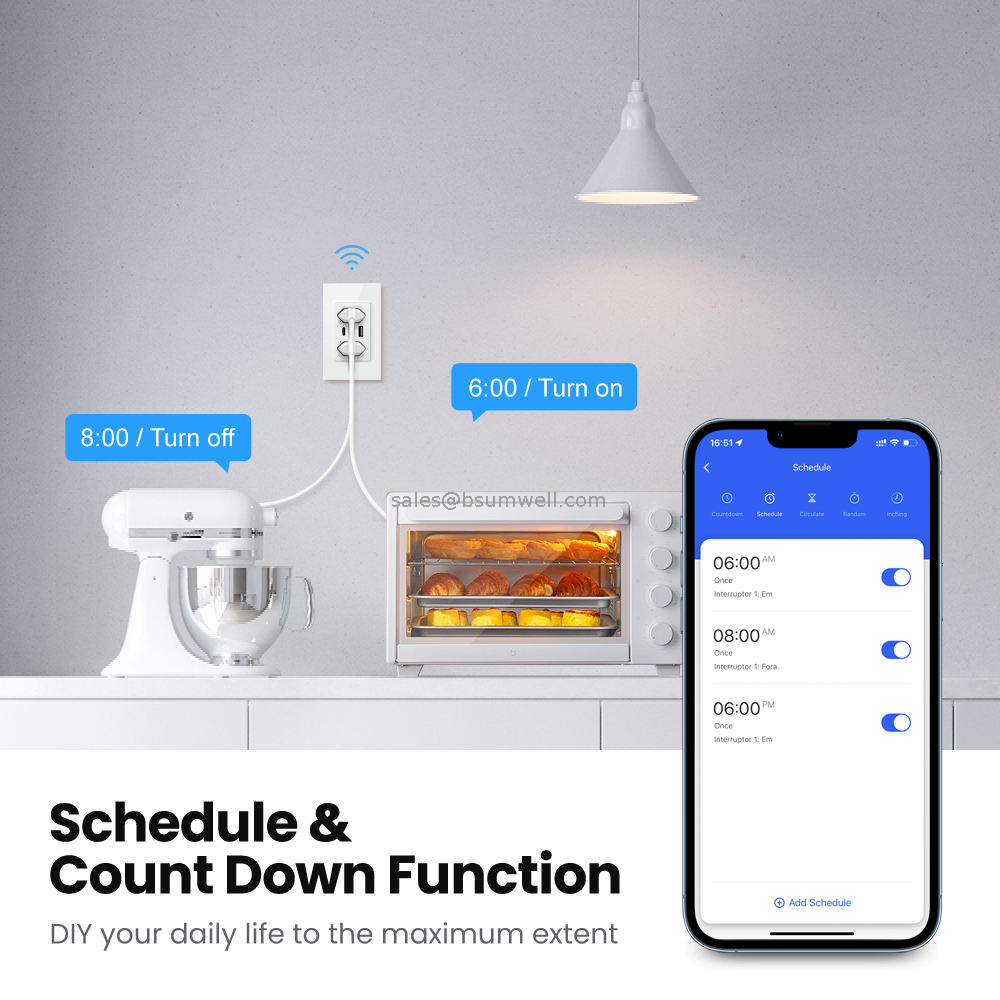 Brazil Smart Power Socket Plug Wifi Tuya Smart Wall Socket Type C Work With App Alxa Google Home