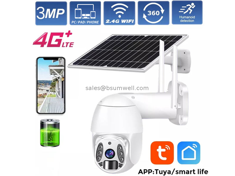 Tuya Smart Low Power 4MP 4G Solar Powered Battery Pan Tilt Outdoor Wireless Solar Power home Security CCTV Camera