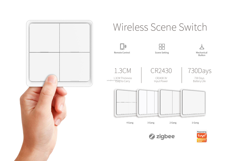 Zigbee Smart Scene Panel Smart Life APP Remote Control Button Light Switch 4 Gang Switch Panel Wifi Scene Panel