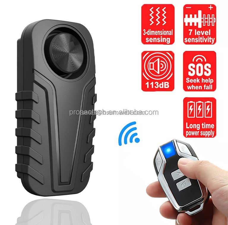 113dB Wireless Anti-Theft Motorcycle Bicycle Vibration Alarm Waterproof Bike Security Alarm with Remote