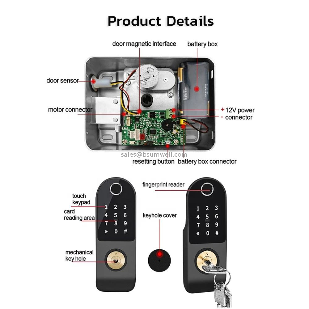 Door Lock Outdoor Gate Waterproof Double Fingerprint Lock Digital Password Rfid Card Keyless Entry Electron Door Lock