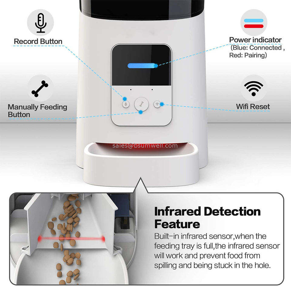 OEM/ODM Wholesale 6L TUYA Smart Automatic Pet Feeder for Cats And Dogs Wifi Pet Feeder with Camera Food Dispenser