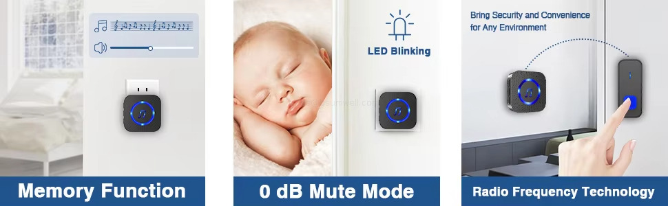 Memory Function 0 dB Mute Mode, LED Blinking Radio Frequency Technology, Bring Security and Convenience for Any Environment
