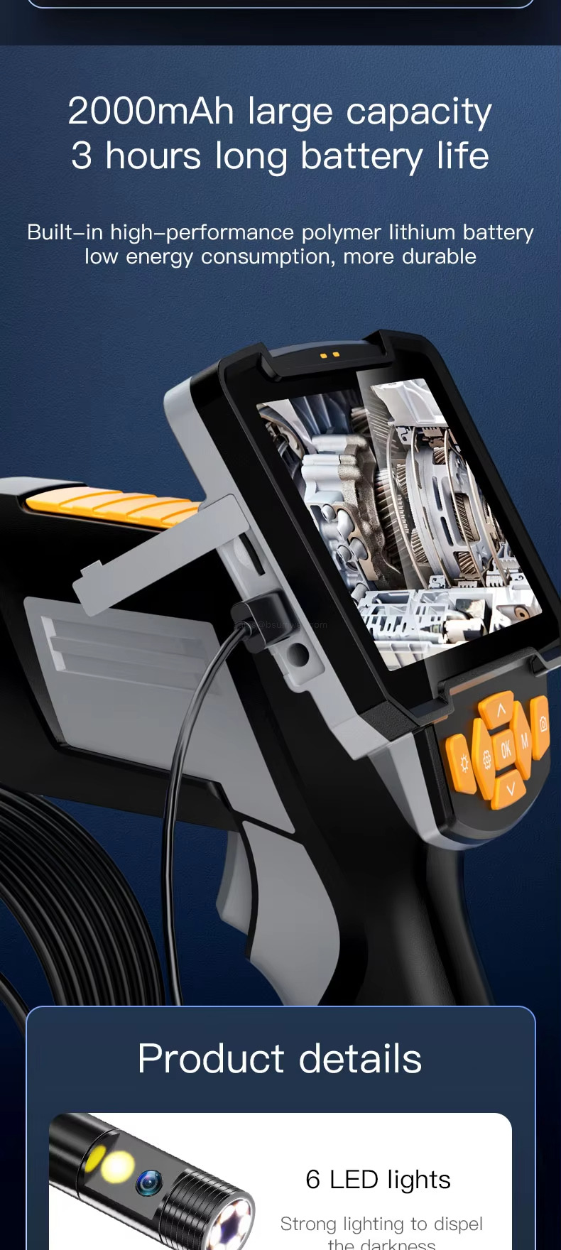 2000mAh large capacity3 hours long battery life