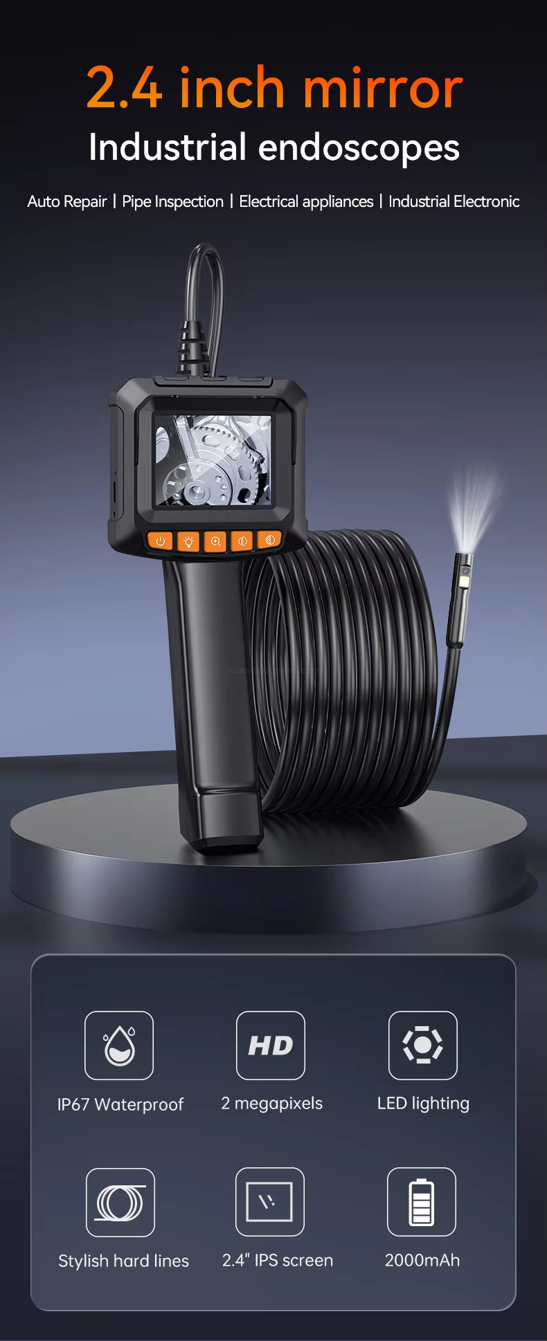 2.4 inch mirror Industrial endoscopes