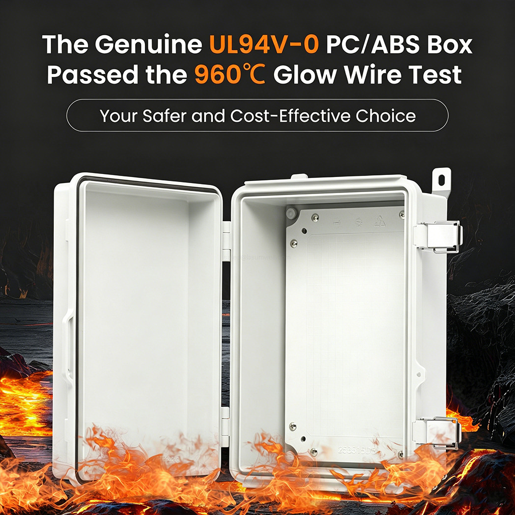 UL94 V0 Flame Retardant PC ABS Waterproof Electrical Junction Box 13.8x9.9x5.9 Inch Plastic Outdoor IP66 Weatherproof Project Enclosure Case