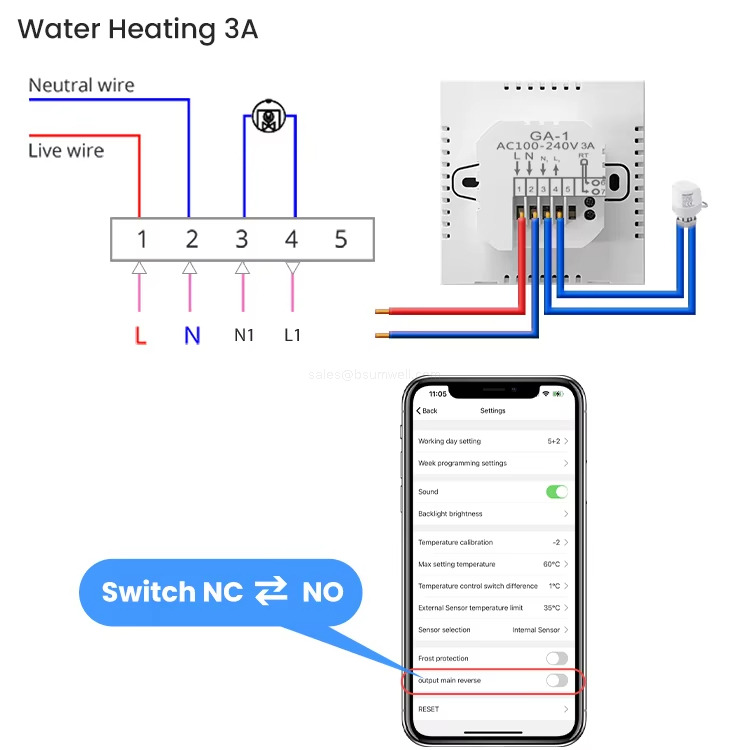 Electric Floor Heating 16A Water/Gas Boiler 3A Water Heating 3A