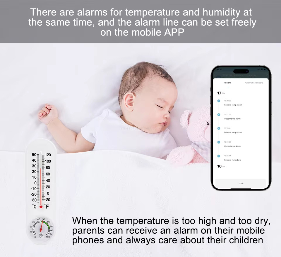 There are alarms for temperature and humidity