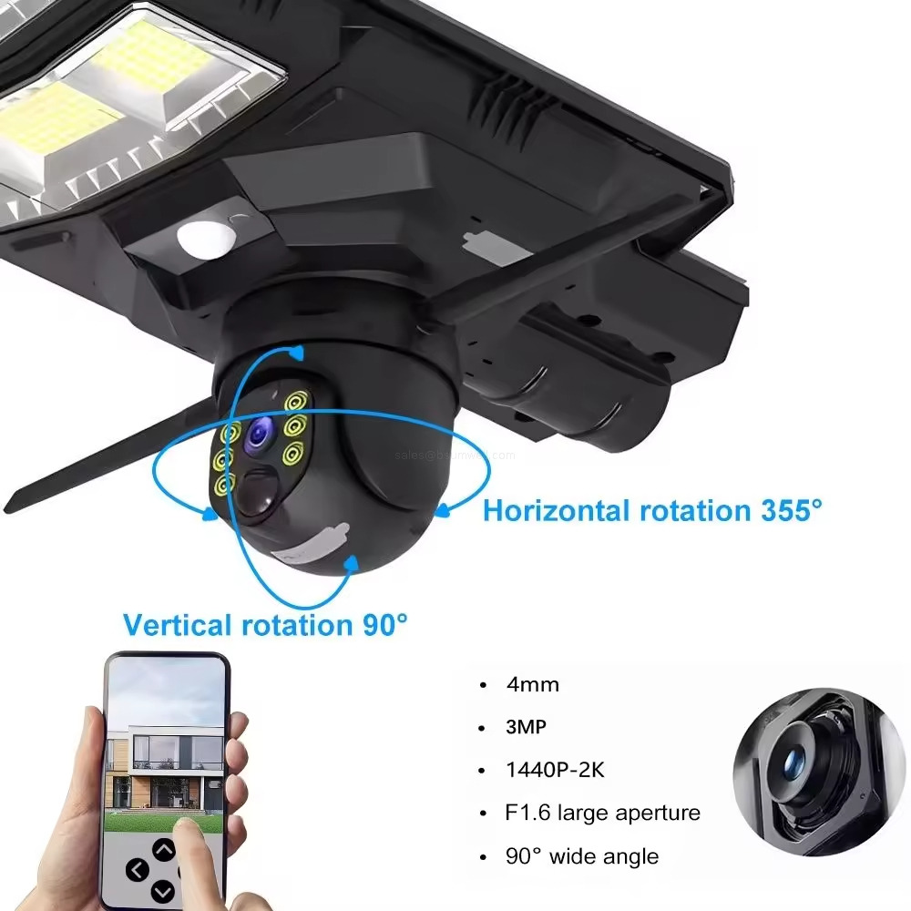  Solar Street Light With Camera Panel Battery Powered 