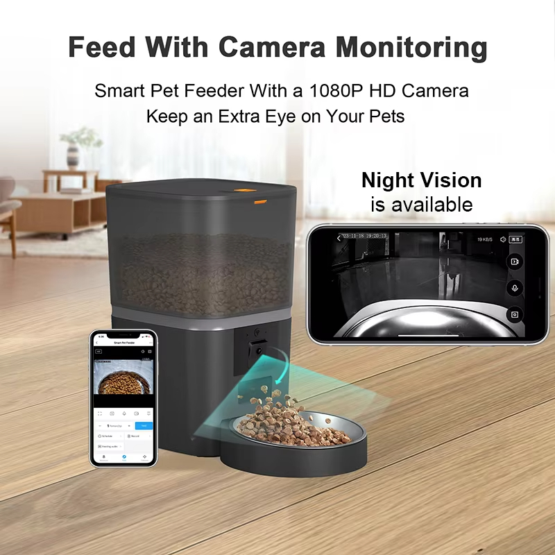 Feed With Camera Monitoring Smart Pet Feeder With a 1080P HD CameraKeep an Extra Eye on Your Pets