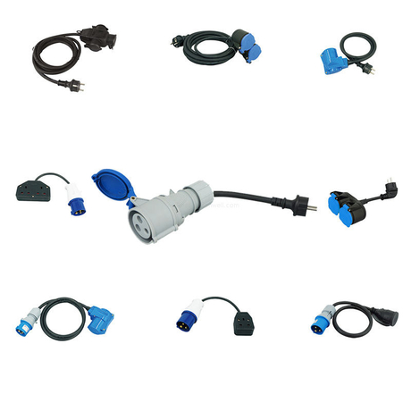 EU Schuko Plug to 3 Pin CEE Industrial Female Socket Adapter IP44 Waterproof Power Extension Cable