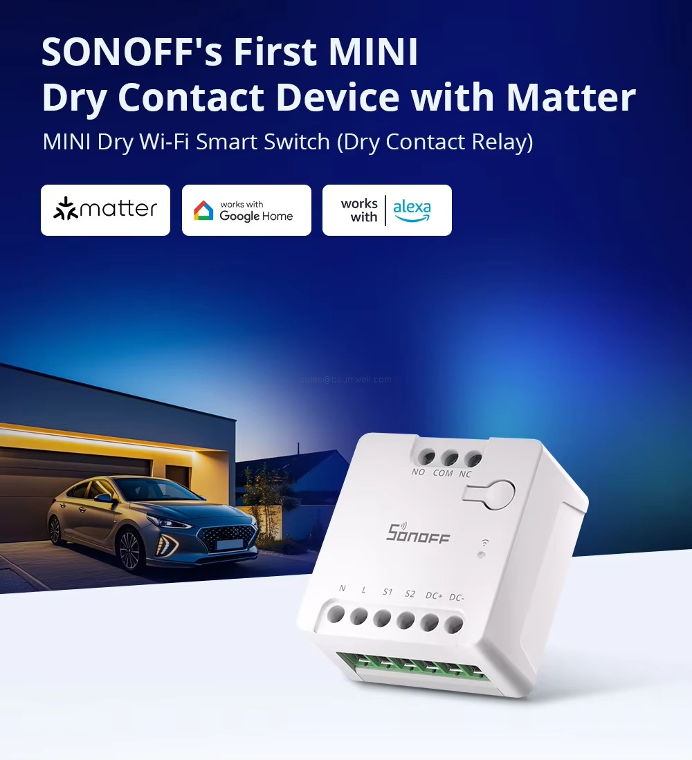 SONOFF's First MINI Dry Contact Device with Matter MINl Dry Wi-Fi Smart Switch (Dry Contact Relay)