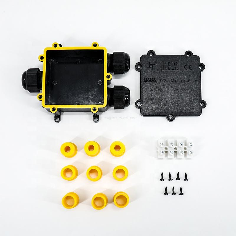 3 Way IP68 Waterproof Underground Plastic Junction Box Outdoor Electrical Cable Connector Sleeve