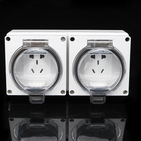 IP66 Dual Gang Waterproof Socket Five hole Combination Socket for Garden/Patio (Durable 2 Gang Design)