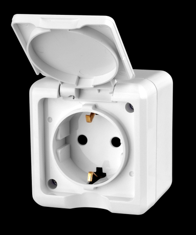 EU Standard IP54 Waterproof Outdoor Surface Type Wall Switch Socket 16A 250V For Electronic Charging