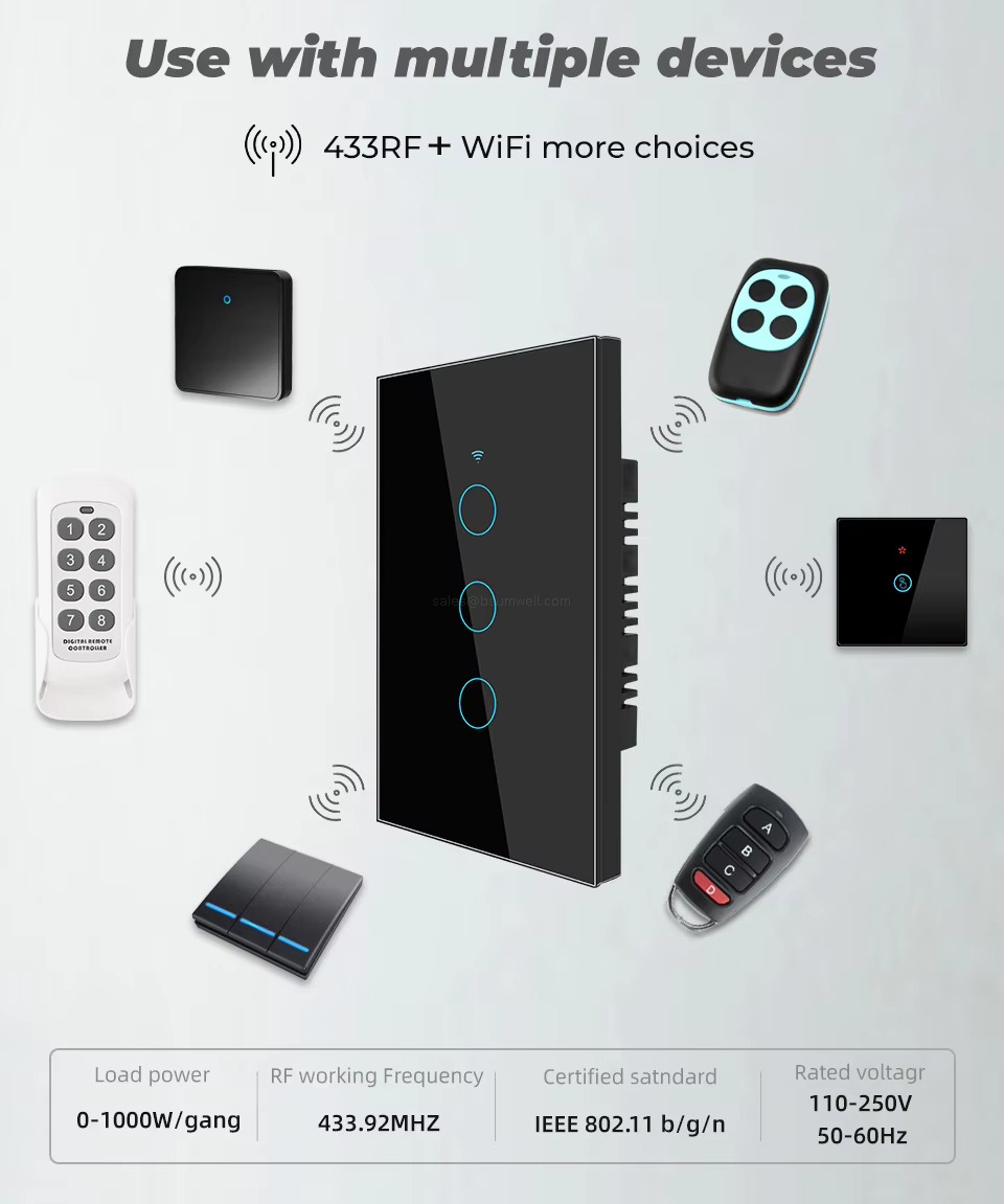 Use with multiple devices 433RF+WiFi more choices
