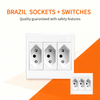 Brazil Standard Wall Socket 86x86 PC Flame Retardant Modular Electrical Outlet with USB Type C Charging Ports and Integrated Wall Light Switches