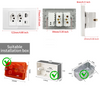 Brazil Standard Smart Switch Wall Outlet White Crystal Glass Panel Electrical Receptacle 10A 20A Power Socket with USB Type C 20W Fast Charger and Cat6 RJ45 Network Module
