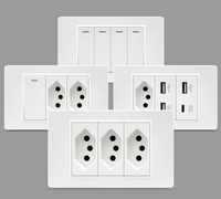 Brazil Standard Wall Power Socket Light Switch 118x72mm Fireproof PC Panel Dual USB Type C Fast Charger Smart Modular Combo Electric Outlet White