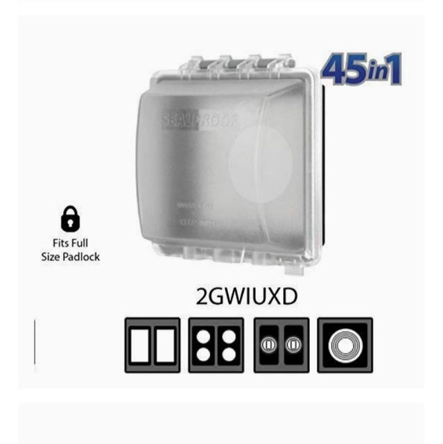 2 Gang Weatherproof In Use Outlet Cover Two Gang Outdoor Receptacle Protector Extra Duty Compliant 45 in 1 Multi Configuration Lockable Plug Shield Box