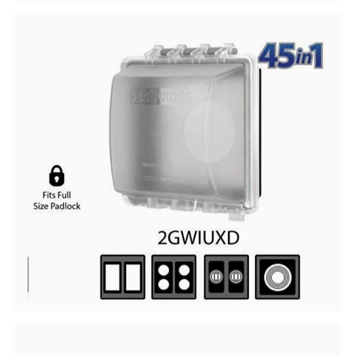 2 Gang Weatherproof In Use Outlet Cover Two Gang Outdoor Receptacle Protector Extra Duty Compliant 45 in 1 Multi Configuration Lockable Plug Shield Box