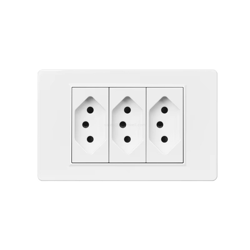 Brazilian Standard Wall Power Socket 20A Electrical Outlet with Dual USB Charger Ports Tempered Glass Panel Modular Design for Home Office