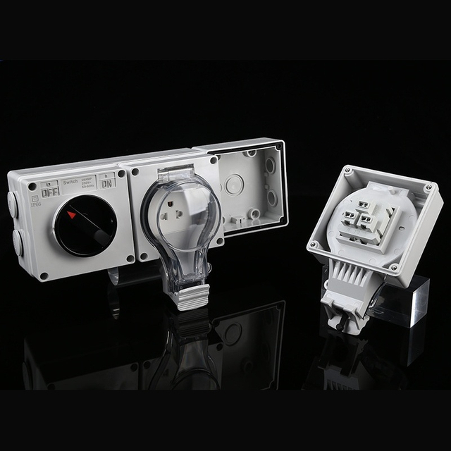 16A switched double socket pool area waterproof electrical unit