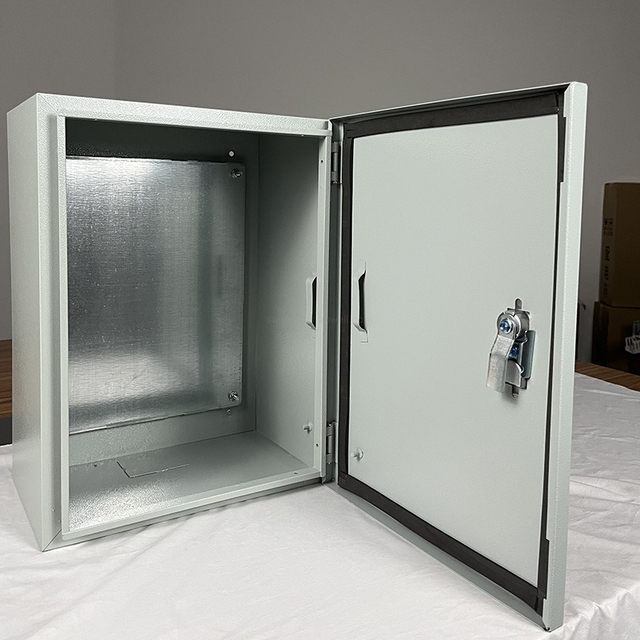 gray metal monitoring cabinet water dust resistant