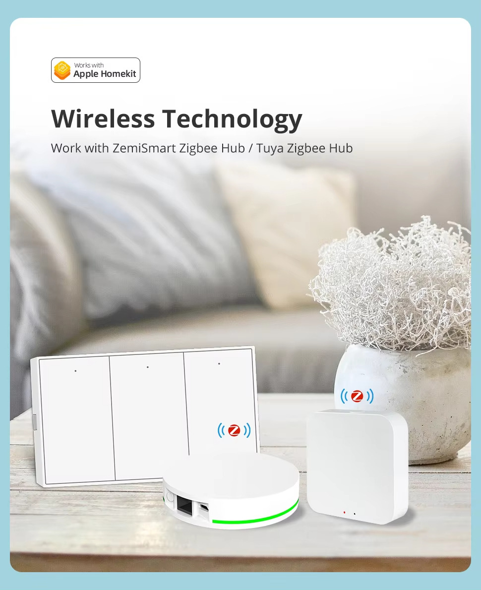 Wireless Technology Work with ZemiSmart Zigbee Hub /Tuya Zigbee Hub
