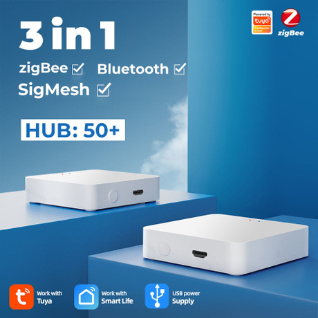 Multi Mode Smart Gateway Zigbee3.0 WiFi BLE App Voice Control Device Linkage Type C Plug Play Smart Home Security