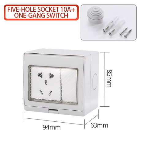 Factory Supplier IP55 Waterproof 1 Gang Wall Switch Socket with Protective Cover for Wet Areas
