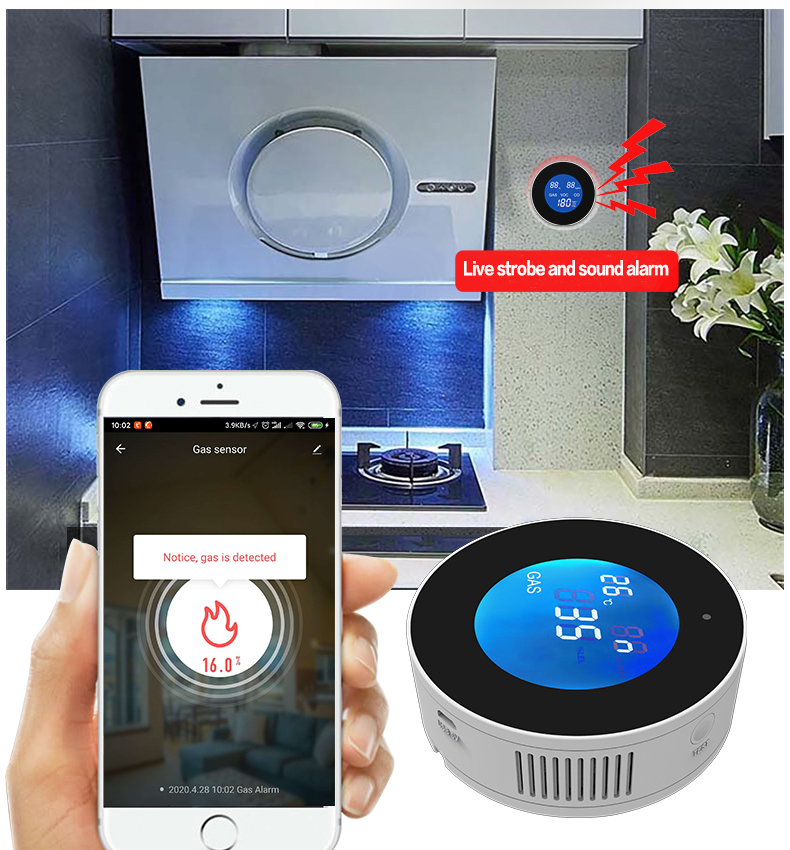 Home Security Tuya Wifi LCD Digital Natural Carbon Monoxide CO Gas Alarm Leak Detector