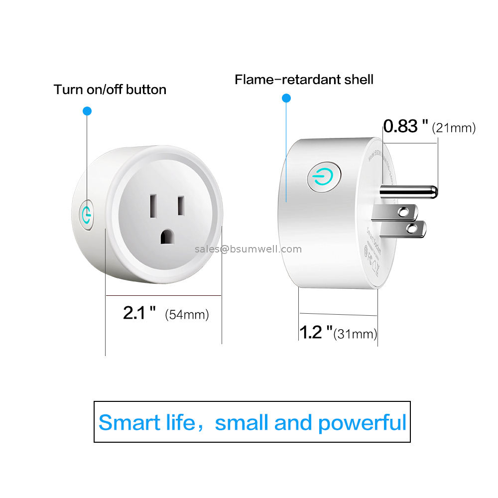 Tuya 16A 220V Wireless Smart Power Plug Energy Monitor Alexa Voice Control US Mini WiFi Smart Plug Socket