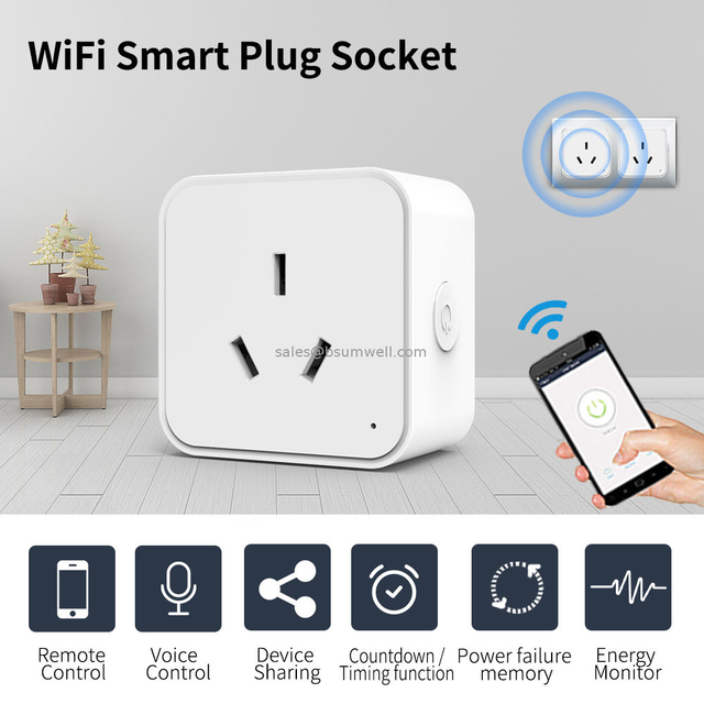 Alexa Google EU 16A Smart Single Socket Tuya Wifi Outlet Smart Plug with Energy Monitoring Timer Plugs Usb Wall Socket Bar