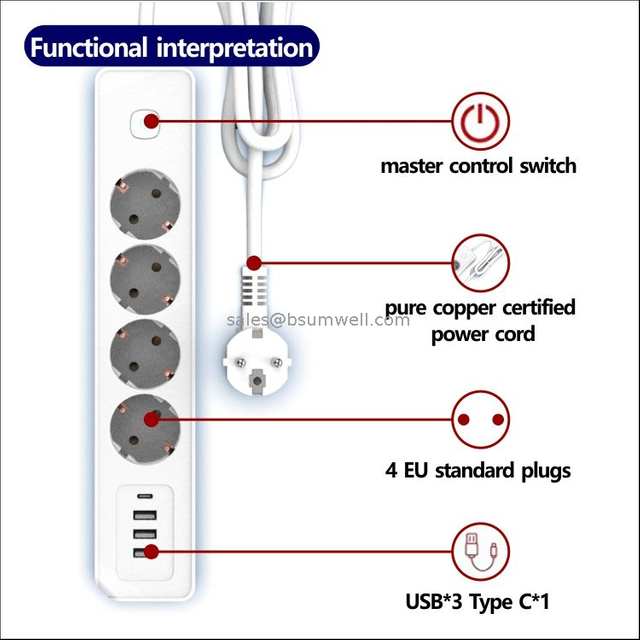 Hot Good-looking Durable New Minimalist Power Board Electrical Extension Multi Socket with Usb Port
